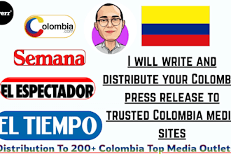 write and distribute your colombia press release to trusted colombia media sites