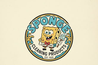 create a fun and vintage sponge logo for your brand