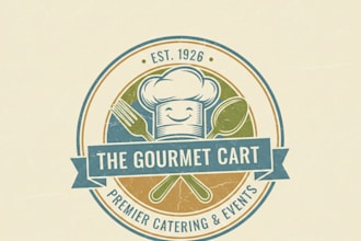 design a classy vintage catering logo for your food business