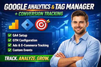 setup google analytics, ads conversion tracing, tag manager