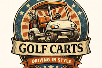 design high quality golf cart mascot logo with t shirt design