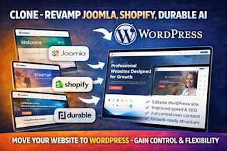 clone revamp joomla shopify durable ai website to wordpress elementor website
