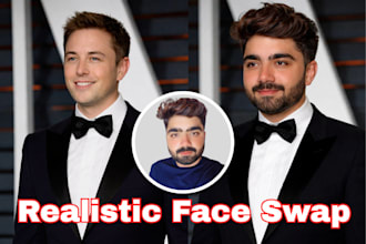 do realistic face swap and head swap using ai and photoshop with natural