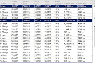 create gantt chart, wbs, and work schedule with ms project