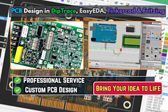 design pcb in diptrace, easyeda, tinkercad, and fritzing