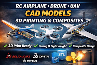 design rc airplane drone and uav cad models for 3d printing and composites