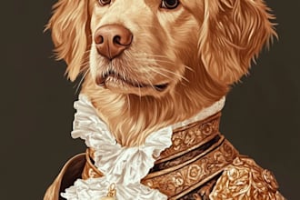 do a custom pet portrait, dog portrait, cat portrait