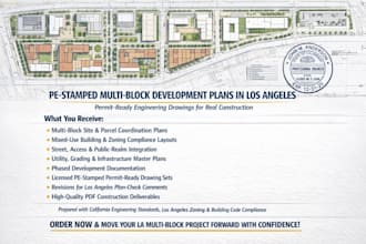 deliver pe stamped multi block development plans in los angeles
