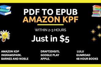 convert PDF or word to epub and kpf for amazon kindle ebook formatting