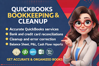 cleanup bookkeeping, setup bookkeeping accounting quickbooks online, xero, wave