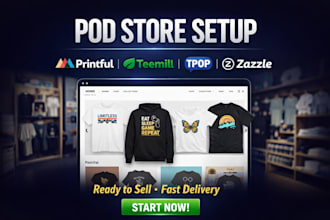 design printful teemill pod website merchize  tpop store setup winning product