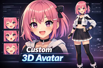create 3d vrchat anime avatar custom vtuber model with face rig in blender unity