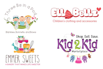design adorable kids baby logo, baby shop products for you