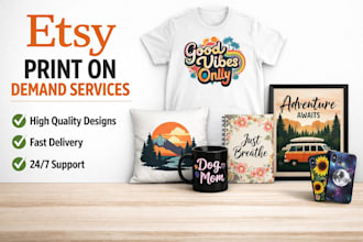 design trending etsy pod t shirt designs with SEO