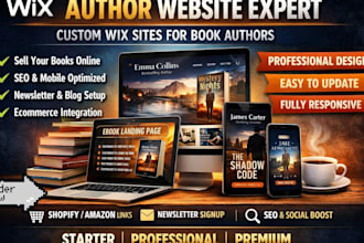 design book author website, wix website, author landing page, ebook website