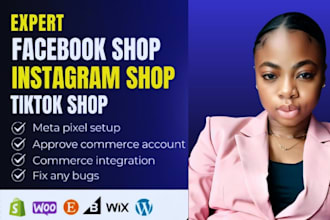set up facebook shop tiktok instagram shop fix meta pixel shopify etsy