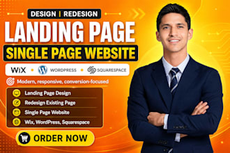 design redesign landing page single page on wix  wordpress squarespace  website