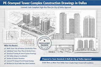 deliver pe stamped tower complex construction drawings in dallas