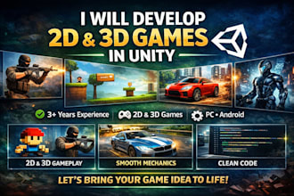 develop professional 2d or 3d games in unity