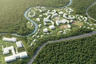 redesign 3d urban master plan, urban building structure, town house development