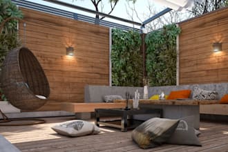 sketchup 3d residence villa, outdoor landscape render, patio house luxury design