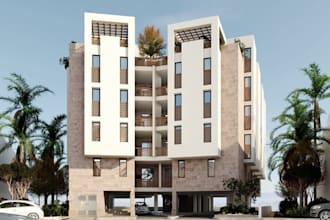 restyle 3d residential building,facade elevation,condo apartment,exterior render