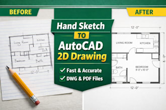 convert hand sketch to autocad 2d and 3d drawings