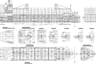 design and review vessel, ship, catamaran, yacht, deck, storage tank and ga plan