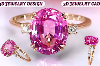 design custom 3d jewelry cad engagement ring  pendant bracelet for 3d printing