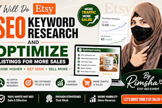 do etsy SEO keyword research and optimize listings for more sales
