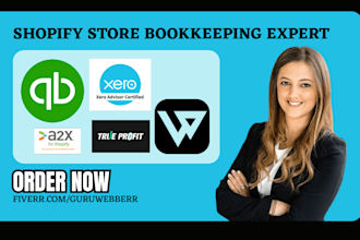 setup shopify bookkeeping clean up quickbooks webgility true profit a2x xero