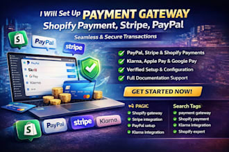 setup payment gateway, shopify payment, stripe and paypal