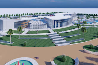 design and render 3d stadium, 3d sport complex and facilities, 3d gaming arenas