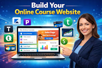 do online course website, kajabi website, podia thinkific, teachable, sales page