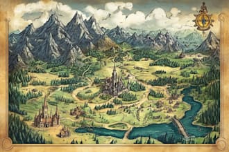 do fantasy map illustration vector map city  map design