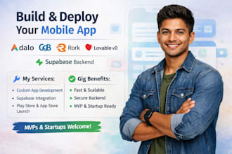 build deploy adalo goodbarber rork mobile app with supabase backend, lovable v0