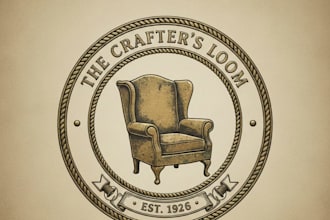 design an elegant vintage chair brand logo