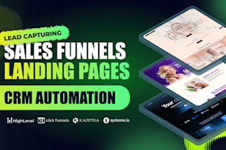 build landing pages, funnels in ghl, and clickfunnels with CRM automation
