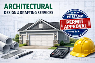 design architecture drawing and pe stamp garage and site plans