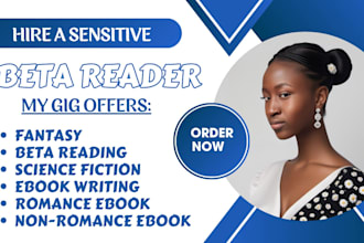 beta read your manuscript with in depth editorial feedback