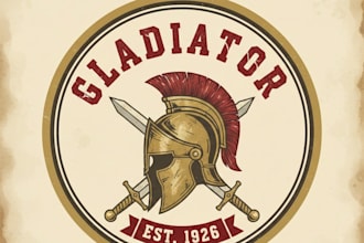 design a powerful vintage gladiator logo for your brand