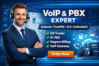 install and configure asterisk, freepbx, 3cx, fusionpbx, vitalpbx, softswitch