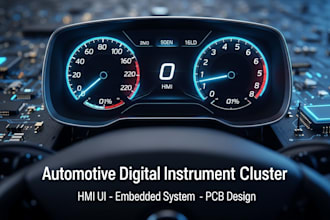 develop automotive hmi digital gauge cluster UI, speedometer odometer pcb design