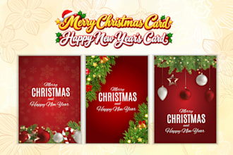 design a merry christmas card and a happy new year card