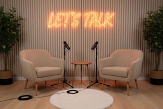 do 3d podcast room, 3d podcast studio, 3d talk show design, 3d studio room