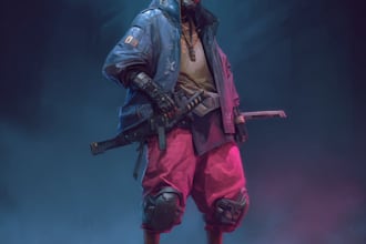 design cyberpunk and fantasy character splash art