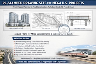deliver pe stamped end to end drawings for mega US projects