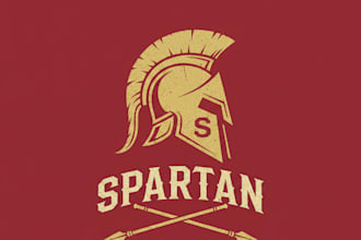 design a powerful vintage spartan logo for your brand