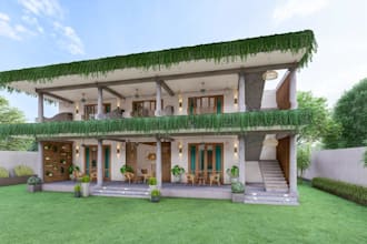 renovate 3d rooftop terrace, biophilic garden,art deco, moroccan interior render