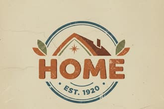design a cozy vintage home logo for your brand